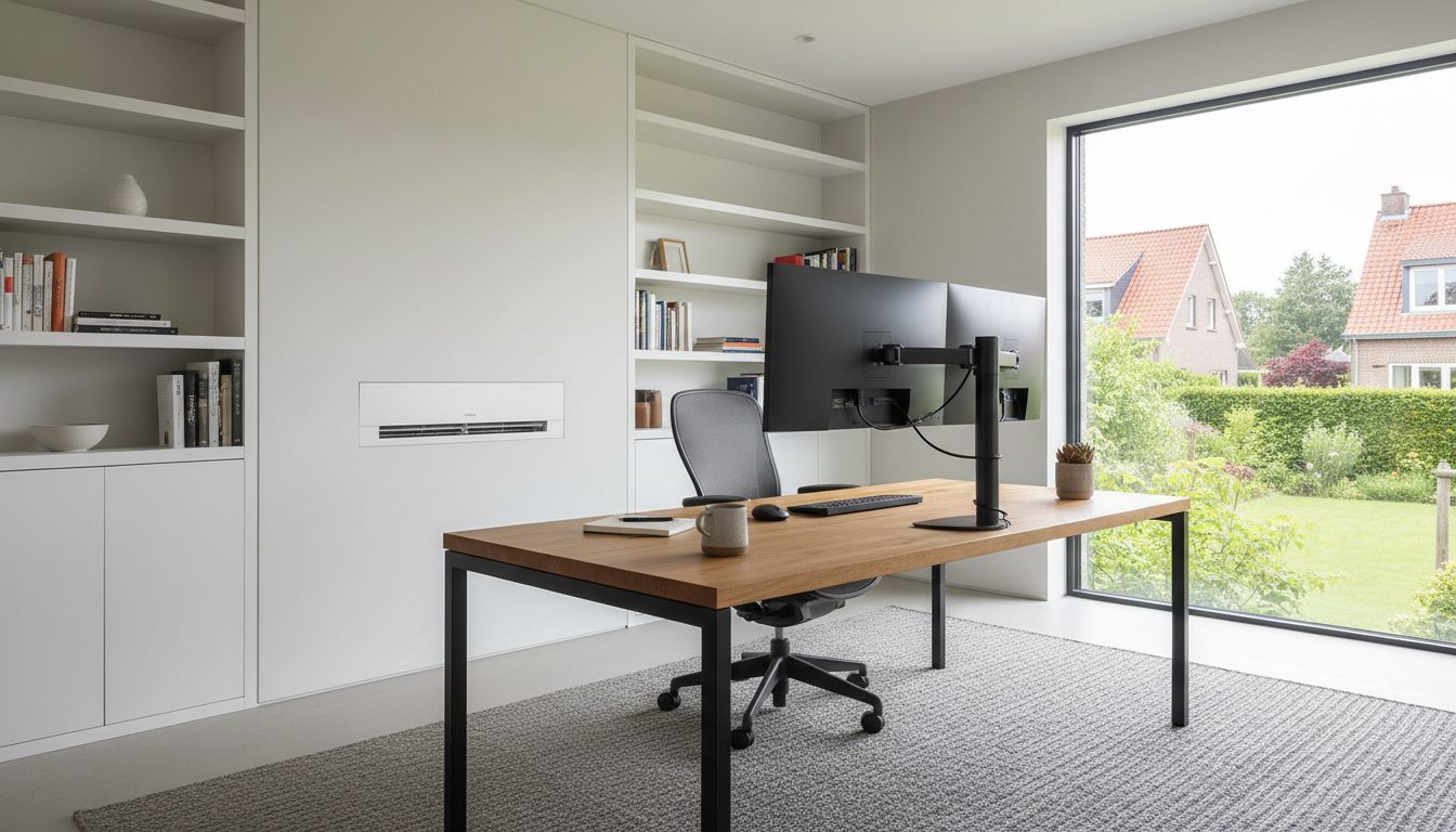 Airconditioning installatie bij bakstenen woning in Vlaanderen