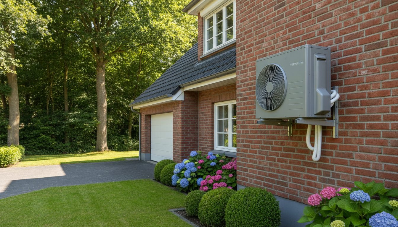 Airconditioning installatie bij bakstenen woning in Vlaanderen