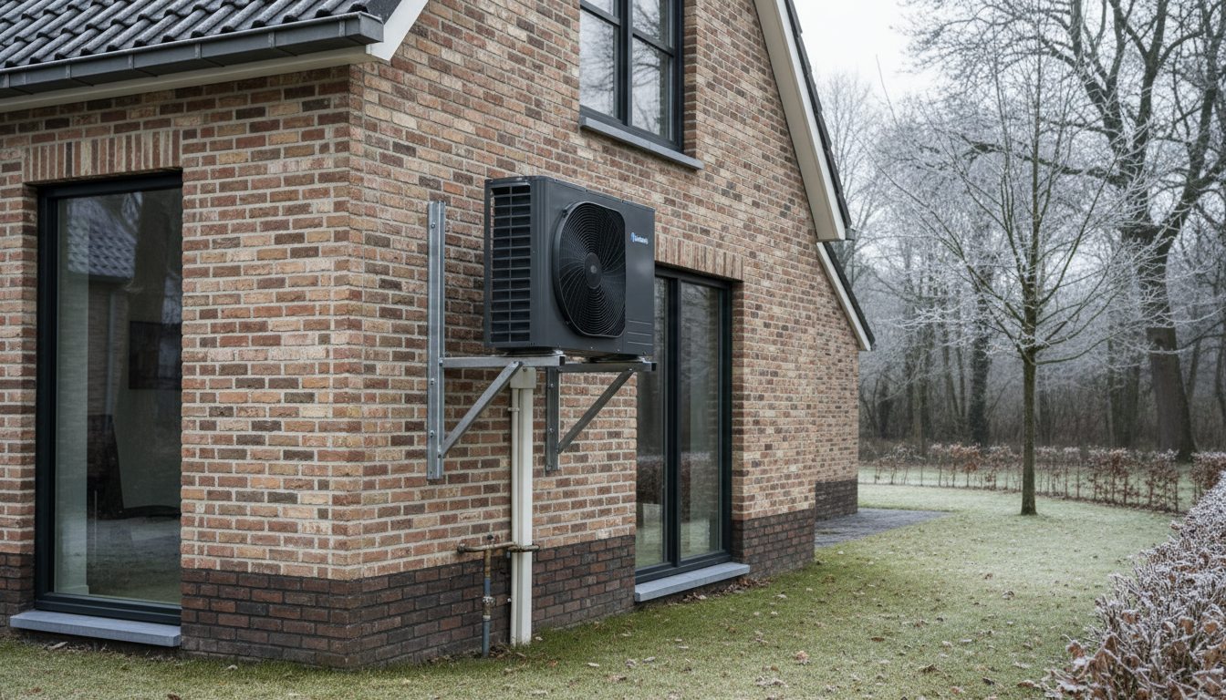 Airconditioning installatie bij bakstenen woning in Vlaanderen